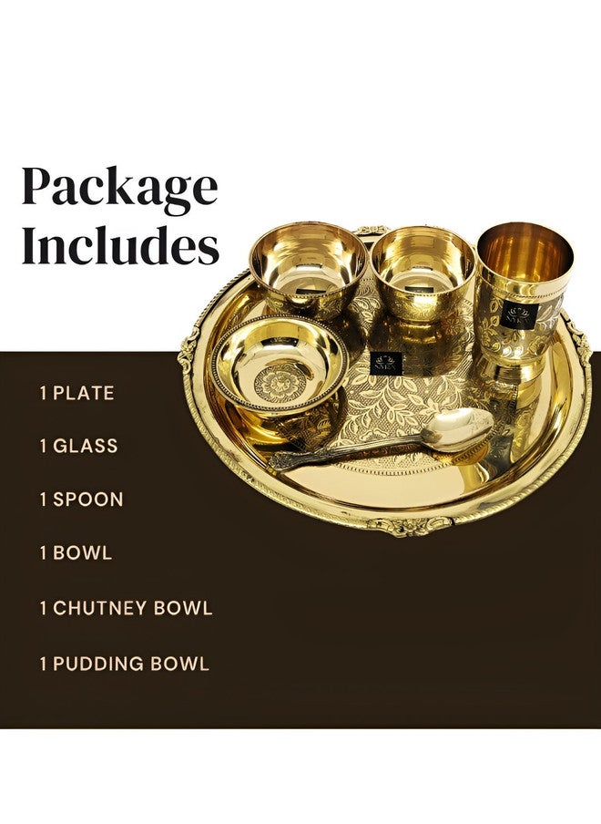 Nyra Kitchenware Traditional Bronze Floral Brass Dishwasher Safe 6 Piece Dinner Set - Image 3